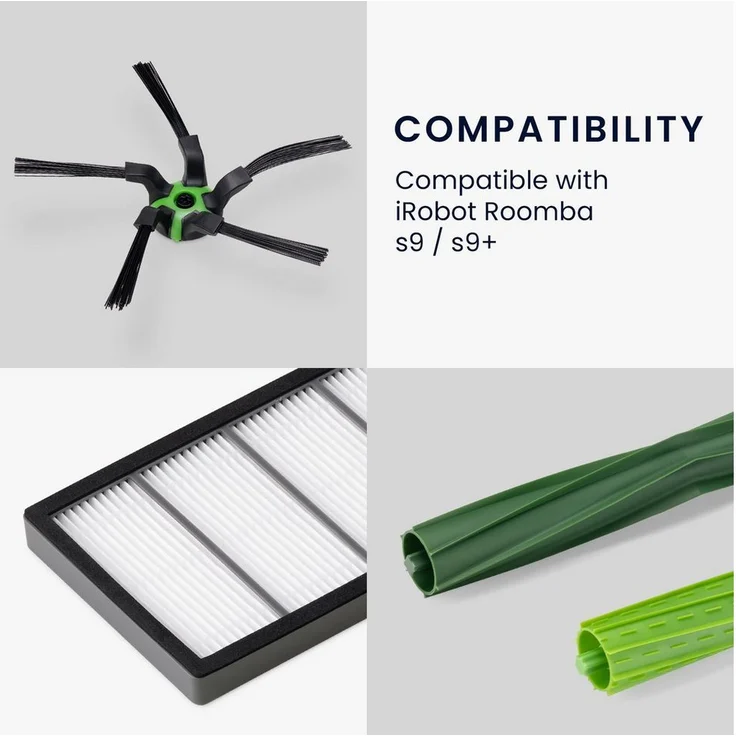 kwmobile Saugroboter Zubehör-Set, Ersatzteile Set kompatibel mit iRobot Roomba s9 / s9+ - 2x Filter 2x Seitenbürste 2x Hauptbürste - Staubsauger Zubehör 6-teilig – Bild 2