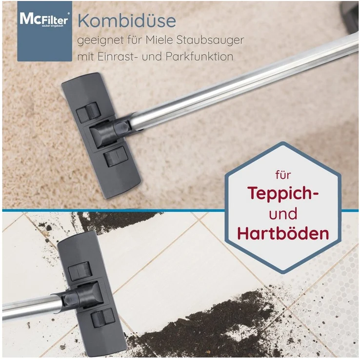 McFilter Kombidüse Bodendüse Staubsaugerdüse Düse, Zubehör für Miele Complete C3 Silence EcoLine Staubsauger, Alternative für Original Miele Bodendüse SBD 285-3 AllTeQ (7253830), Für Miele Einrastsystem – Bild 3