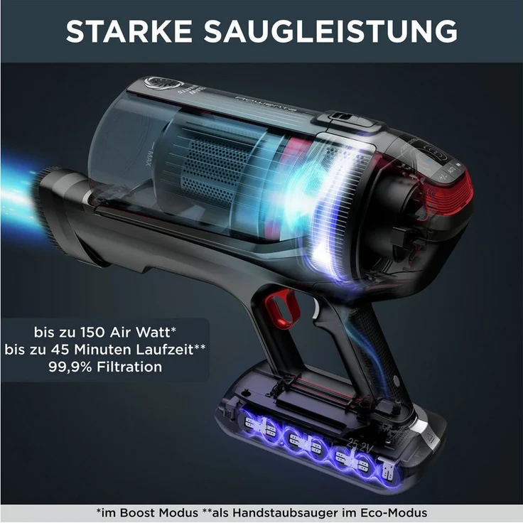 Rowenta RH98A8 X-Force Flex 12.60 Animal Handstaubsauger, 45 min Akkubetrieb, Flex-Gelenk, schwarz-rot – Bild 4