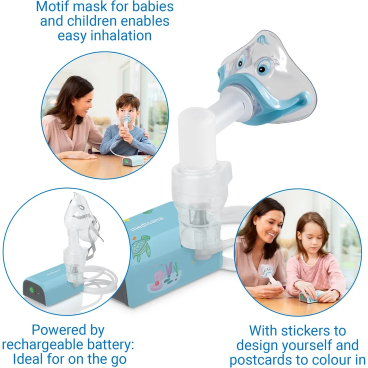 medisana IN 155 Inhalator, Kompressor Vernebler mit Mundstück und Maske für Erwachsene und Kinder, bei Erkältungen oder Asthma mit mit umfangreichem Zubehör – Bild 5