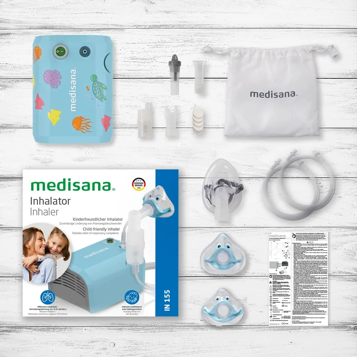 medisana IN 155 Inhalator, Kompressor Vernebler mit Mundstück und Maske für Erwachsene und Kinder, bei Erkältungen oder Asthma mit mit umfangreichem Zubehör – Bild 7