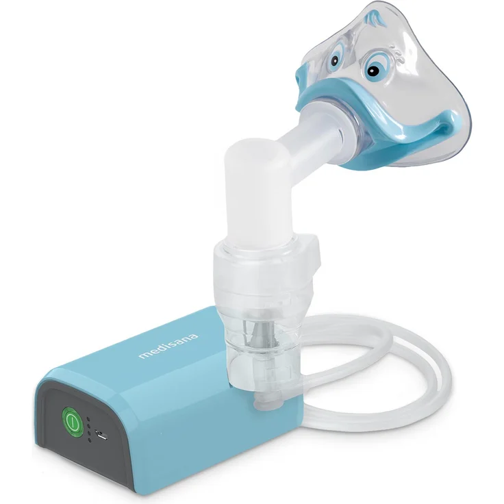 medisana IN 165 Inhalator, Kompressor Vernebler mit Mundstück und Maske für Erwachsene und Kinder, bei Erkältungen oder Asthma mit wiederaufladbarem Akku per Micro-USB – Bild 1