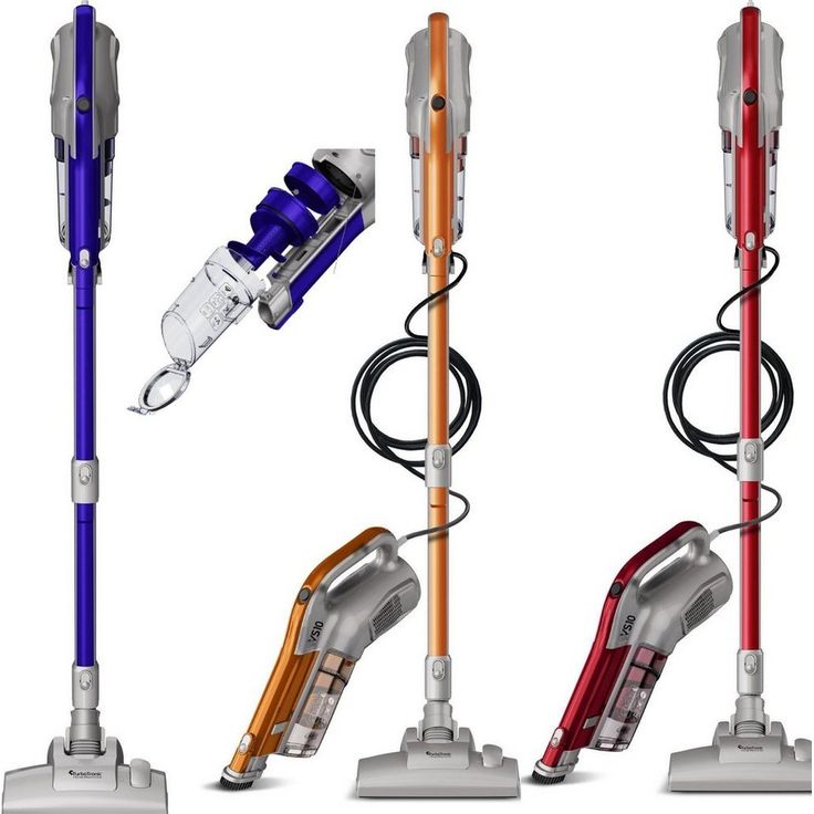 TurboTronic by Z-Line Hand-und Stielstaubsauger mit 7m Kabel und Wandhalterung, 600 W, beutellos, 2in1 Staubsauger (ohne Beutel) mit HEPA-Filter, Abluft-Mikro-Filter und Bodendüse Stielstaubsauger