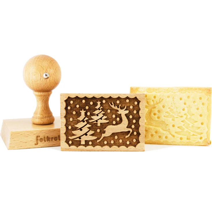 Folkroll 3D-Motiv-Teigstempel 70x50 mm Rentier Weihnacht