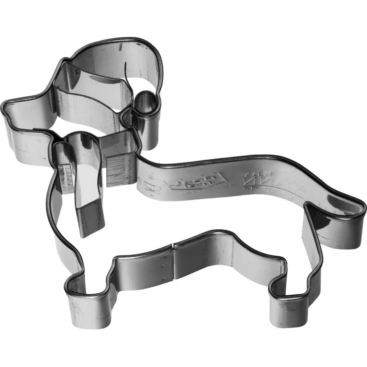 Birkmann Ausstechform Weihnachtsdackel, mit Innenprägung, Ausstecher, Plätzchenform, Keks, Plätzchen, Edelstahl, 7 cm, 198326
