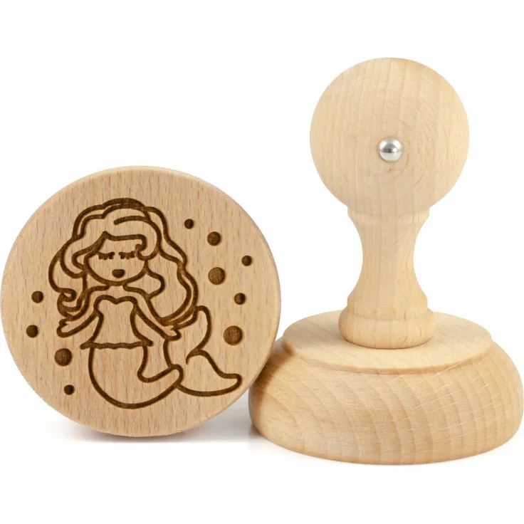 Folkroll Keksstempel Meerjungfrau, Ø 60 mm, Cookiestempel, Backstempel, Keks, Stempel, Motiv, Buchenholz, 336847