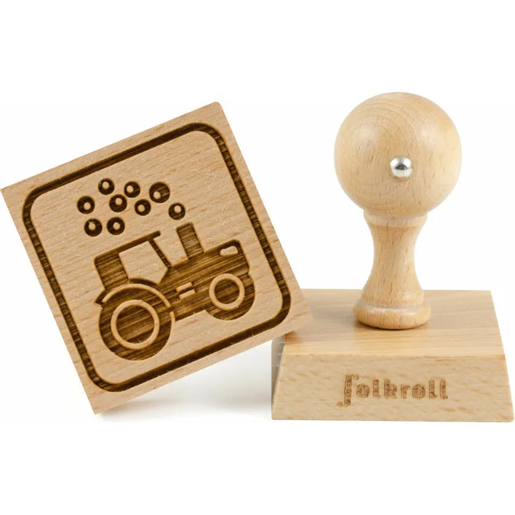 Folkroll Keksstempel Traktor, 55x55 mm, Cookiestempel, Backstempel, Keks, Stempel, Motiv, Buchenholz, 336793