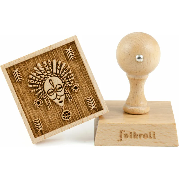 Folkroll Keksstempel Afrikanische Maske, 55x55 mm, Cookiestempel, Backstempel, Keks, Stempel, Motiv, Buchenholz, 334867