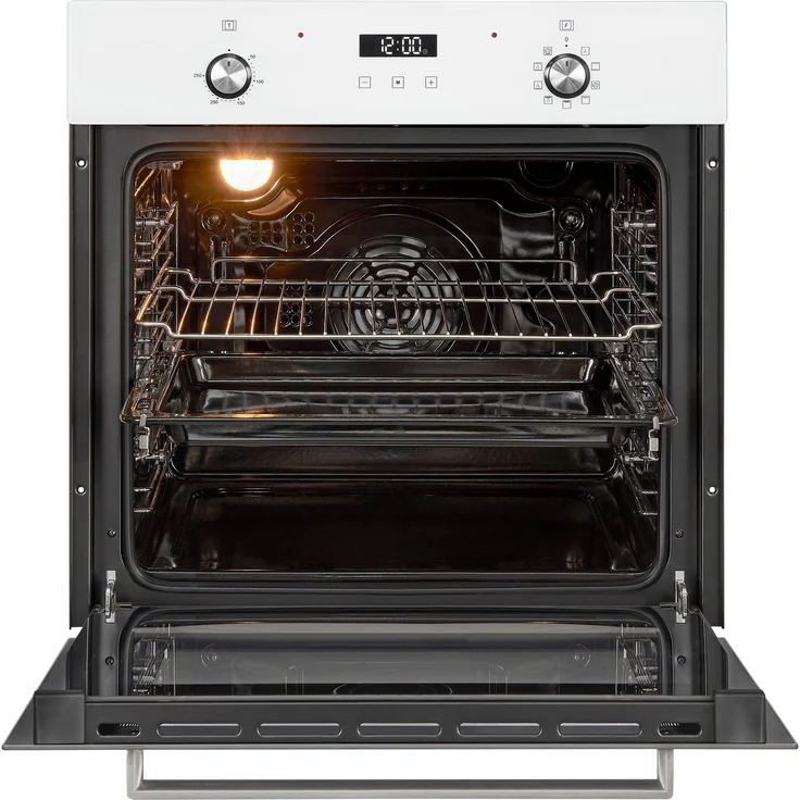 Exquisit EBE76-9-H-020 Einbaubackofen, Einbaugerät, Energieeffizienzklasse A, Garraum 76 l, Breite 60 cm, 9 Funktionen, Pizzaprogramm, Versenkknebel, Timer, weiß – Bild 2