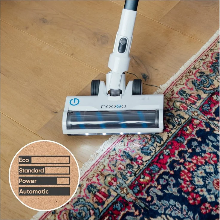 hoogo Akku-Hand-und Stielstaubsauger S6, 400,00 W, beutellos, extra leise, 90min Laufzeit, selbstreinigend, LED, für Allergiker – Bild 2