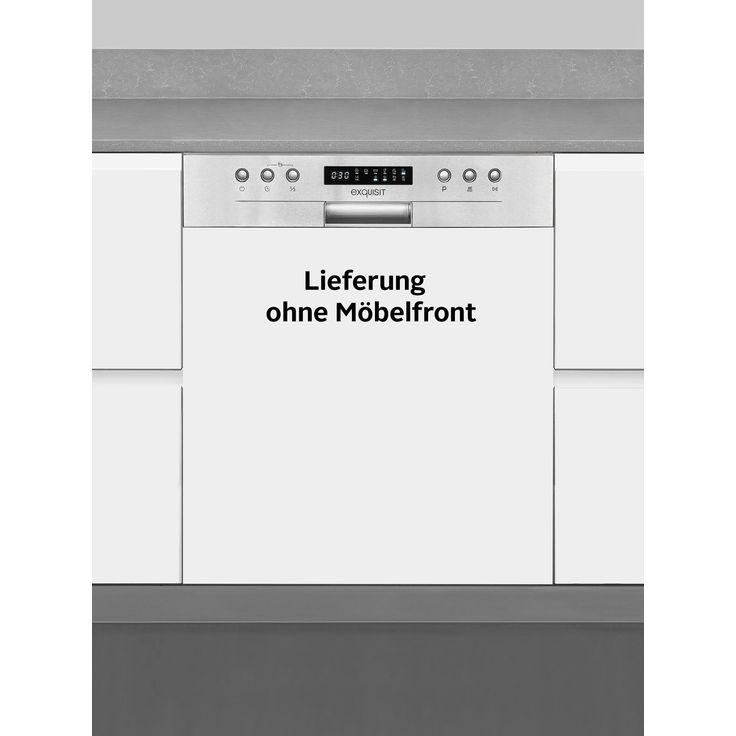 Exquisit EGSP9414-EB-030D, Geschirrspüler, D, Geräuschemissionsklasse B, Geräuschemissionen 44 Dezibel, Aquastopp, 6 Programme, Auto Door Open, Edelstahl