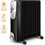 Ölradiator 2500W Elektroheizung 9 Rippen Radiator Heizkörper Heizung mit Timer, Radiator