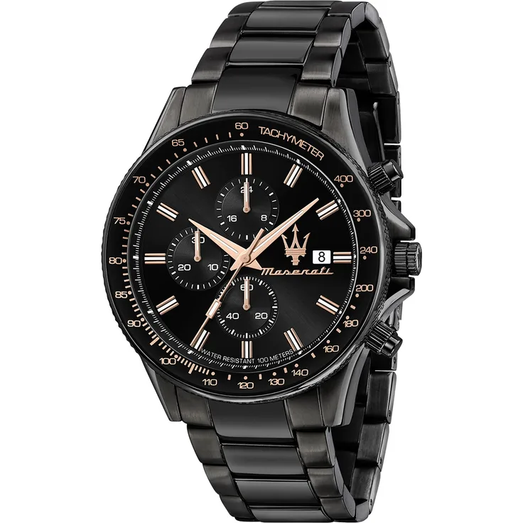 Maserati Herren Uhr Sfida Chronograph Edelstahl Armband schwarz UMAR8873640011