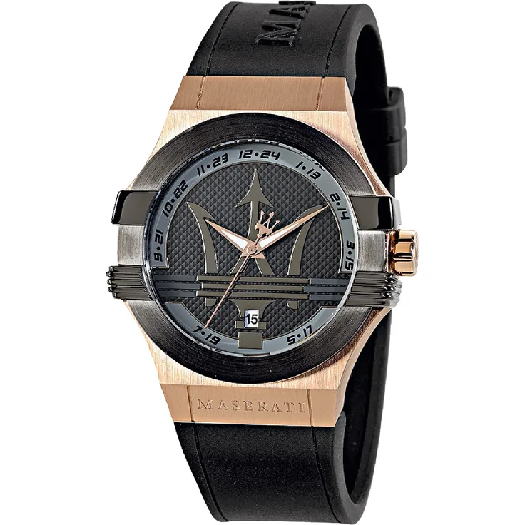 Maserati Herren Uhr Potenza Analog Silikon Armband schwarz UMAR8851108002