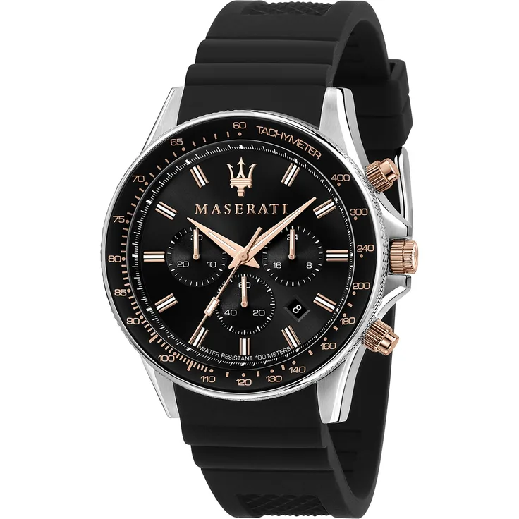 Maserati Herren Uhr Sfida Chronograph Silikon Armband schwarz UMAR8871640002