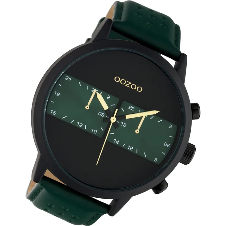 Oozoo Armbanduhr grün Leder C10517 Timepieces Herren Analog-Quarzuhr UOC10517