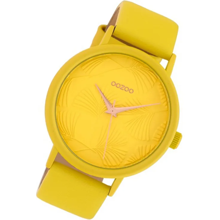 Oozoo Armbanduhr gelb Leder C10395 Timepieces Damen Analog-Quarzuhr UOC10395