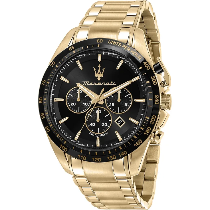 Maserati Herren Uhr Traguardo Chronograph Edelstahl Armband gold UMAR8873612041
