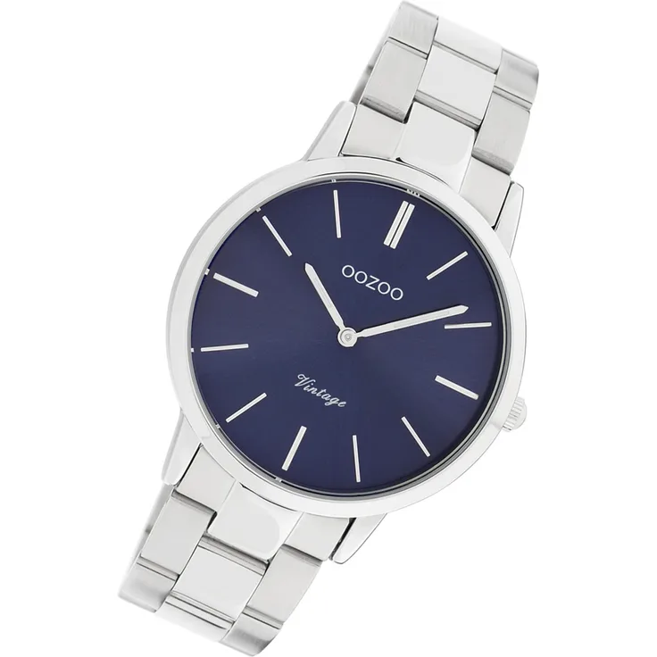 Oozoo Armbanduhr silber Edelstahl C20029 Vintage Slim Damen Analog-Uhr UOC20029