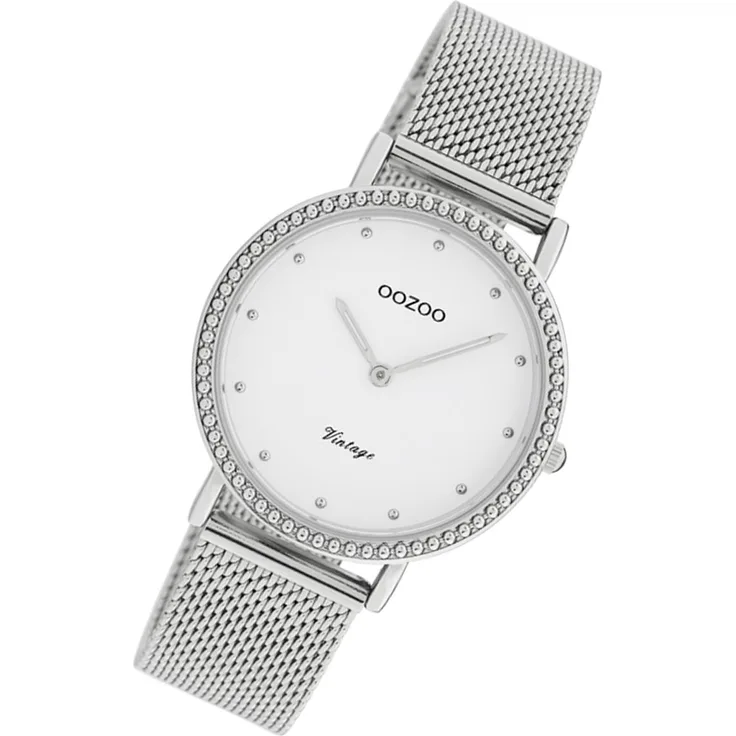 Oozoo Armbanduhr silber Edelstahl C20050 Vintage Slim Damen Analog-Uhr UOC20050