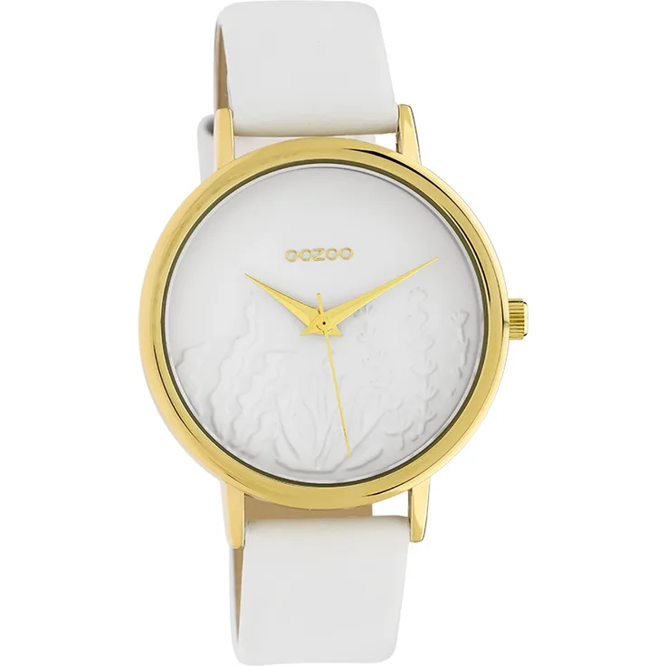 Oozoo Armbanduhr weiß Leder C10601 Timepieces Damen Analog-Quarzuhr UOC10601
