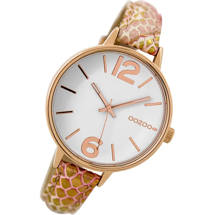 Oozoo Armbanduhr pink gold Leder C9481 Timepieces Damen Analog-Quarzuhr UOC9481