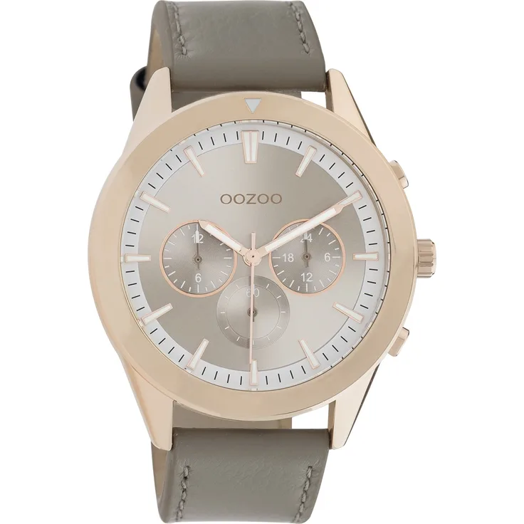 Oozoo Armbanduhr grau Leder C10802 Timepieces Damen Analog-Quarzuhr UOC10802