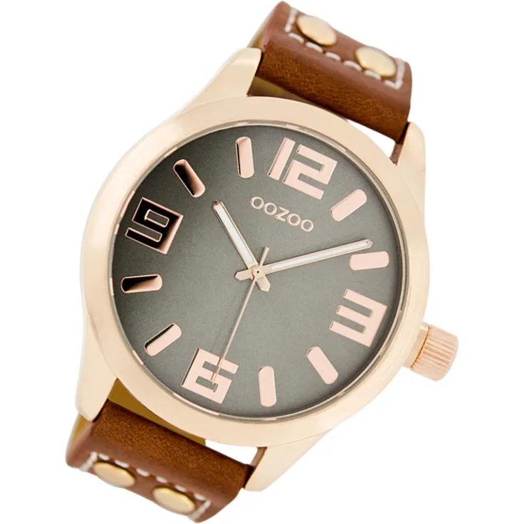 Oozoo Armbanduhr rot Leder C1156 Timepieces Damen Analog-Quarzuhr UOC1156