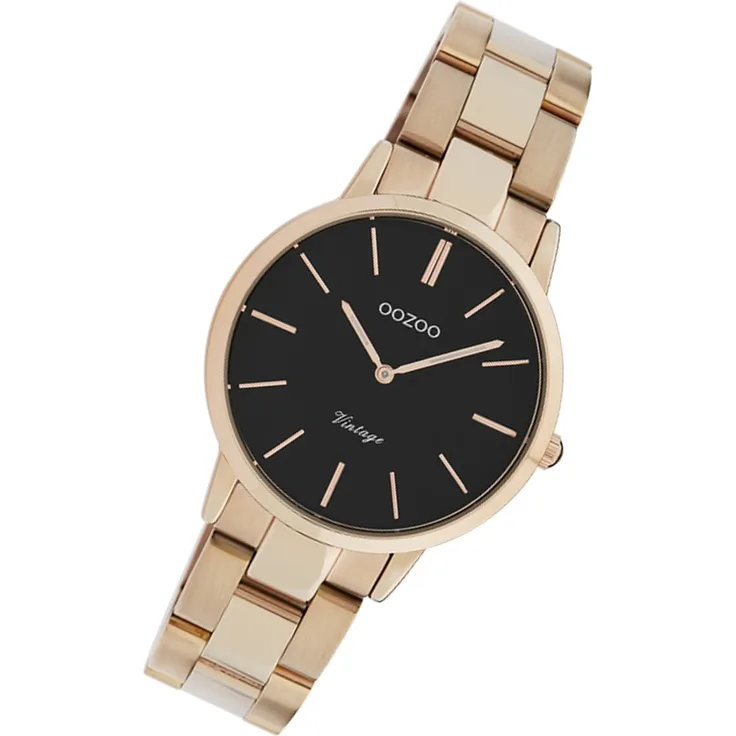 Oozoo Armbanduhr rosegold Edelstahl C20049 Vintage Slim Damen Quarzuhr UOC20049