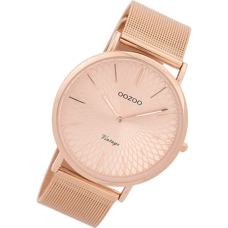 Oozoo Armbanduhr rosegold Edelstahl C9343 Vintage Slim Damen Analog-Uhr UOC9343