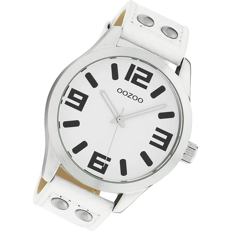 Oozoo Armbanduhr weiß Leder C1050 Timepieces Damen Analog-Quarzuhr UOC1050A