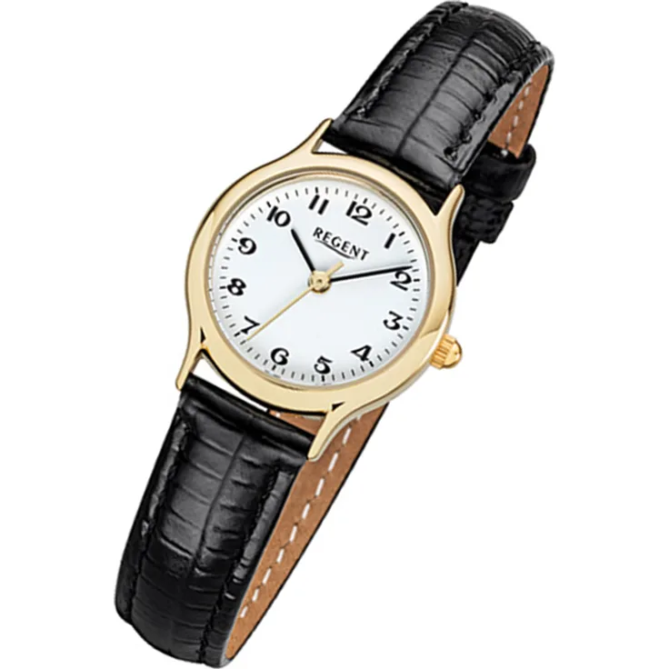 Regent Armbanduhr schwarz F-971 Damen Analog-Quarzuhr URF971