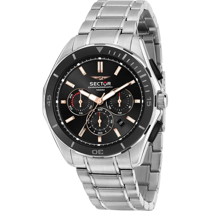 Sector Herren Armbanduhr Chrono Edelstahlarmband silber USE73636001