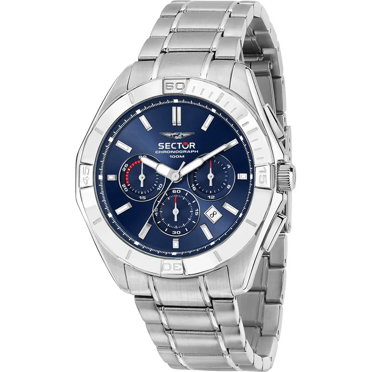 Sector Herren Armbanduhr Chrono Edelstahlarmband silber USE73636004