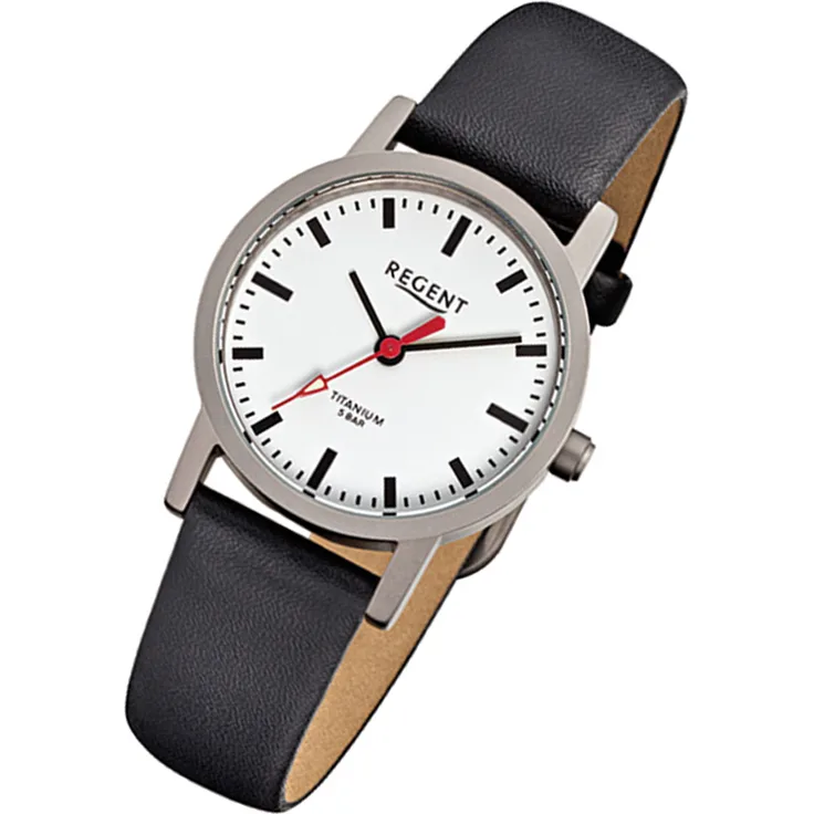 Regent Armbanduhr schwarz F-240 Damen Analog-Titanuhr URF240