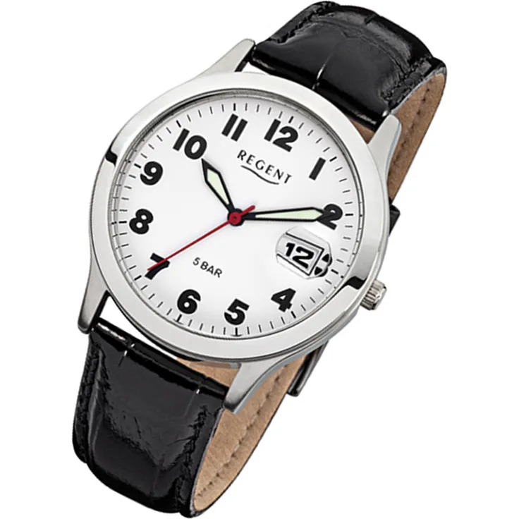 Regent Armbanduhr schwarz F-788 Herren Analog-Quarzuhr URF788