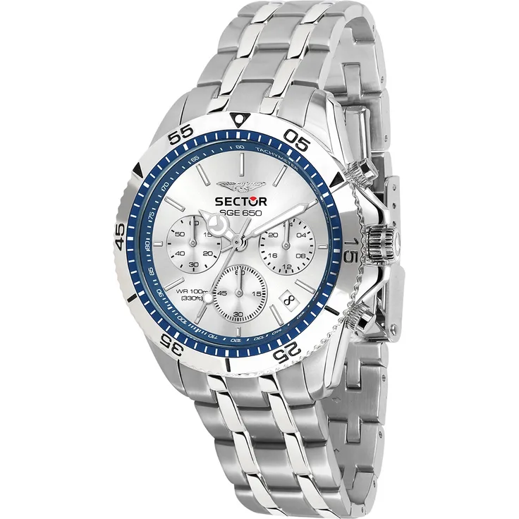 Sector Herren Armbanduhr Chrono Edelstahlarmband silber USE73962003