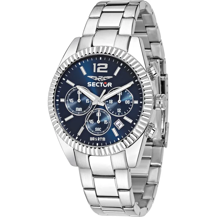 Sector Herren Armbanduhr Chrono Edelstahlarmband silber USE73676004