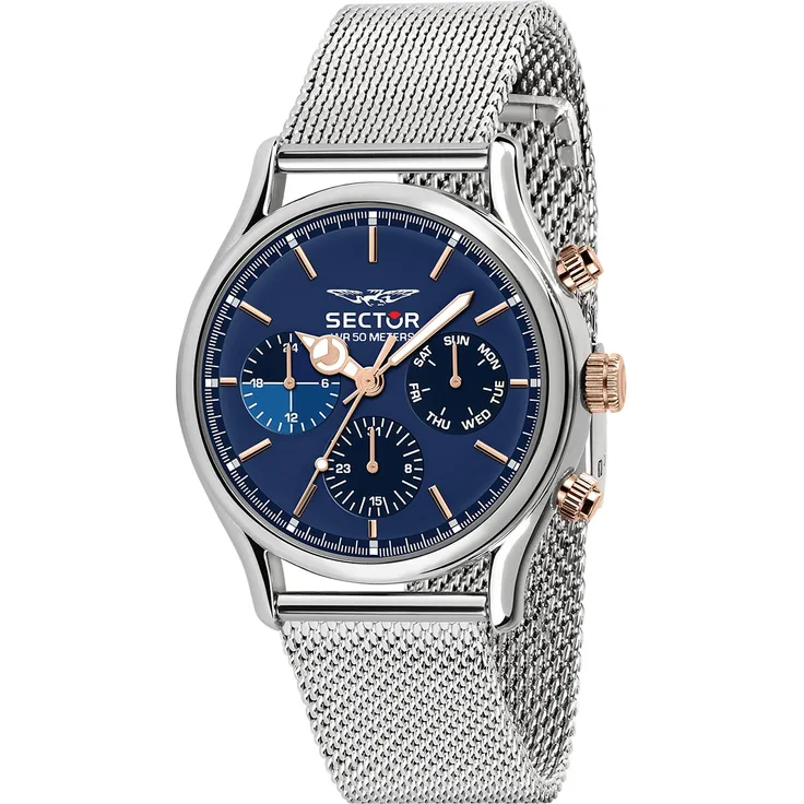 Sector Herren Armbanduhr Multifunkt Edelstahlband silber USE53517009
