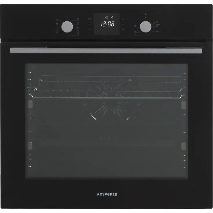 Respekta AB700-33 Einbaubackofen, 8 Backofeneinstellungen, LED-Timer, Versenkknebel, Einbaugerät, Energieeffizienzklasse A, Garraum 80 l, groß (ab 65 l), schwarz