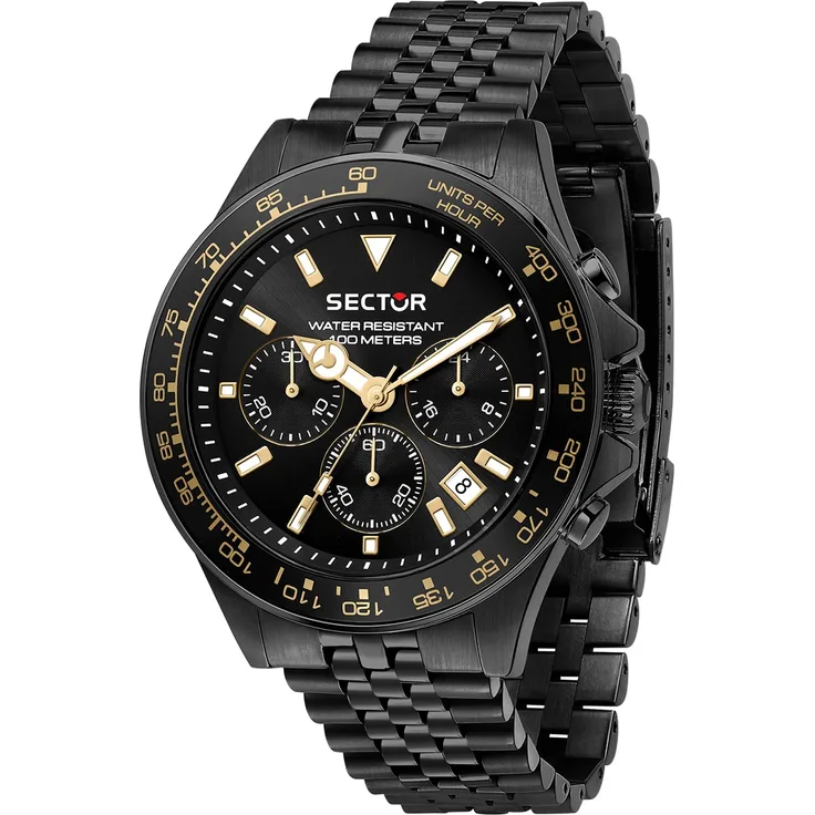 Sector Herren Armbanduhr Chrono Edelstahlarmband schwarz USE73661029
