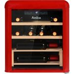 Amica WKR 341 910 R Weinkühlschrank Retro, freistehend, rot, 10 Flaschen, 5-20°C, Holzböden, Energieklasse G