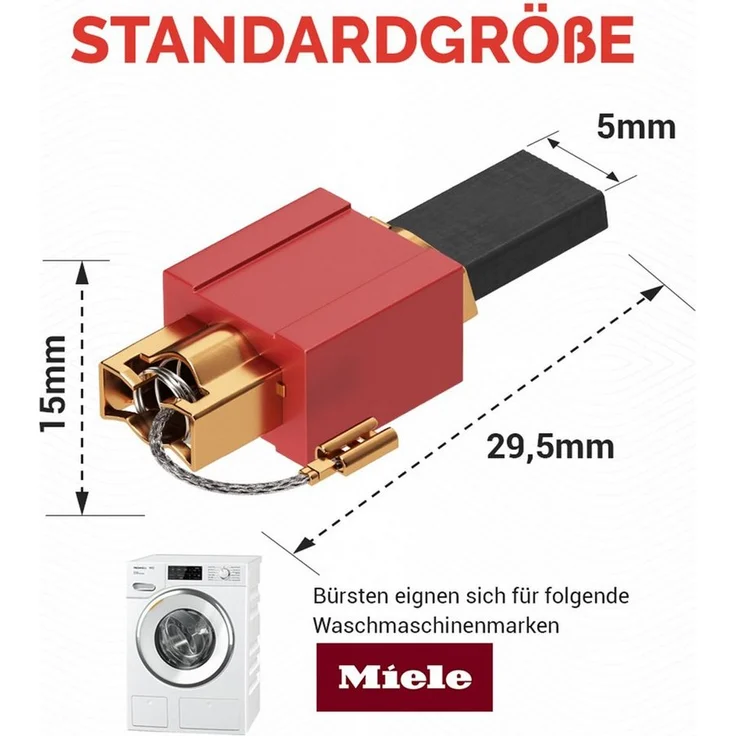 VIOKS Ersatzbürste »Ersatz für Miele 4297413«, (2-tlg), Motorkohlen 2x mit mit Halter 4,8mm AMP für Waschmaschine Waschtrockner – Bild 3