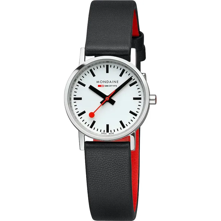 Mondaine Damen Schweizer Quarz Armbanduhr aus Edelstahl mit veganen Leder Band - CLASSIC - A658.30323.11SBBV