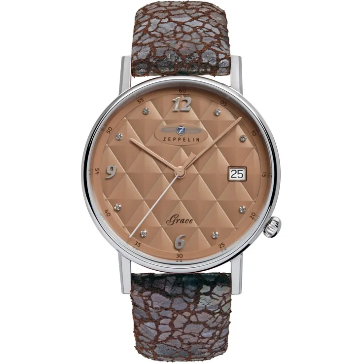Zeppelin Damen Quarz Armbanduhr mit Swarovski Kristallen Made in Germany & Swissmade - 74415