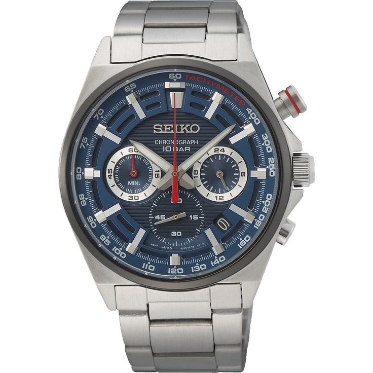 Seiko Herren Chronograph Quarz Armbanduhr aus Edelstahl mit Edelstahl Band - SSB407P1