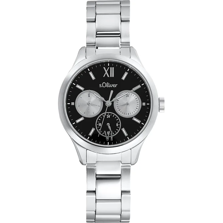 s.Oliver Damen Quarz Multifunktion Armbanduhr aus Edelstahl mit Edelstahl Armband - 2034596