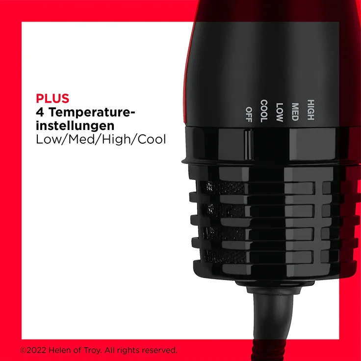 Revlon RVDR5298E One-Step Volumiser Plus Warmluftbürste, 800 Watt, abnehmbarer Kopf, Keramik-Titan-Platte, Gemischte Styling-Borsten mit Aktivkohle-Pins, schwarz, rot – Bild 5