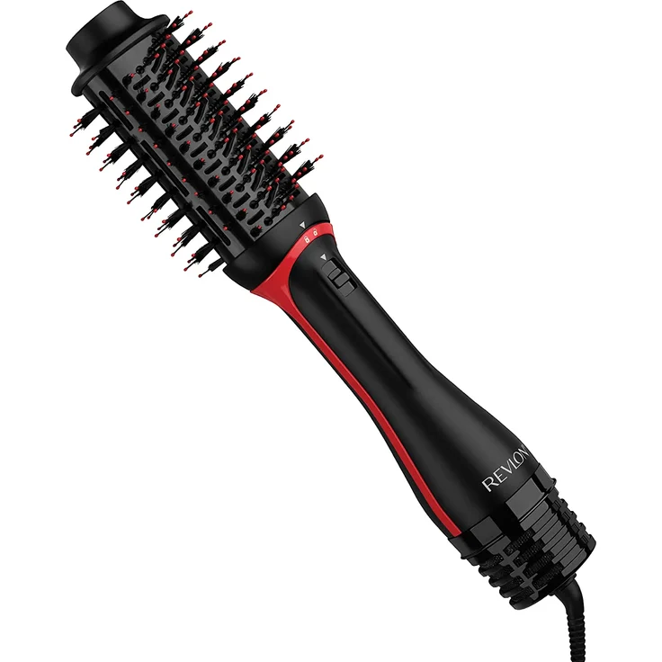 Revlon RVDR5298E One-Step Volumiser Plus Warmluftbürste, 800 Watt, abnehmbarer Kopf, Keramik-Titan-Platte, Gemischte Styling-Borsten mit Aktivkohle-Pins, schwarz, rot – Bild 7