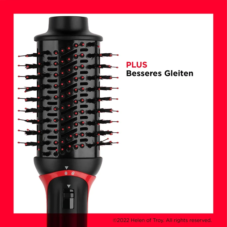 Revlon RVDR5298E One-Step Volumiser Plus Warmluftbürste, 800 Watt, abnehmbarer Kopf, Keramik-Titan-Platte, Gemischte Styling-Borsten mit Aktivkohle-Pins, schwarz, rot – Bild 2